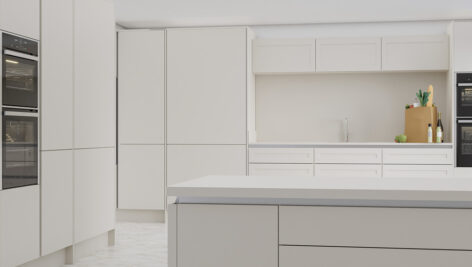 آشپزخانه مدرن با کابینت سفید