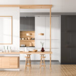 آشپزخانه مدرن با کابینت سفید