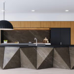 آشپزخانه مدرن با میزکار انتزاعی