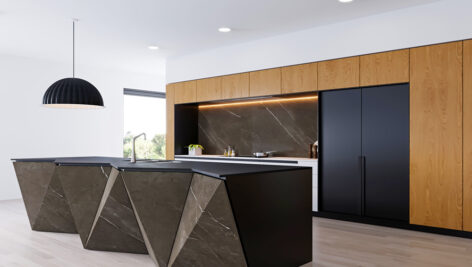 آشپزخانه مدرن با میزکار انتزاعی