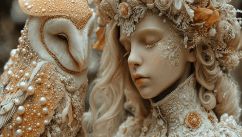 دختر و جغد سبک هنری فانتزی