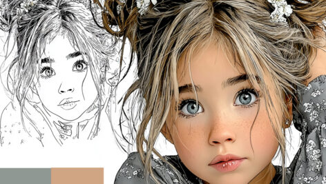 کتاب رنگ‌آمیزی دختر کوچولو و گل‌ها