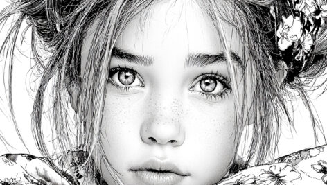 کتاب رنگ‌آمیزی دختر کوچولو و گل‌ها